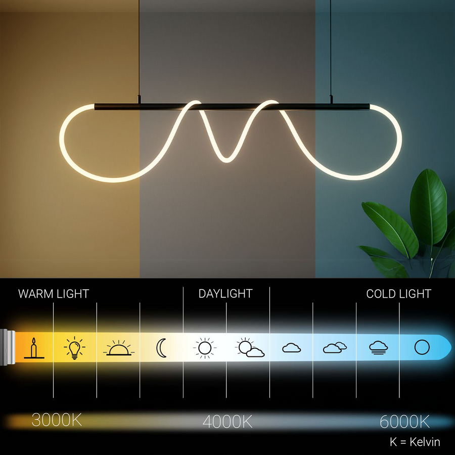 DIVINO LED csillár rugalmas szilikon csővel - 62W, állítható fény, matt fekete
