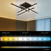 LED csillár távirányítóval LINEX, 43 W, 4 elem, lineáris, hideg/meleg/semleges fény, szabályozható, fekete