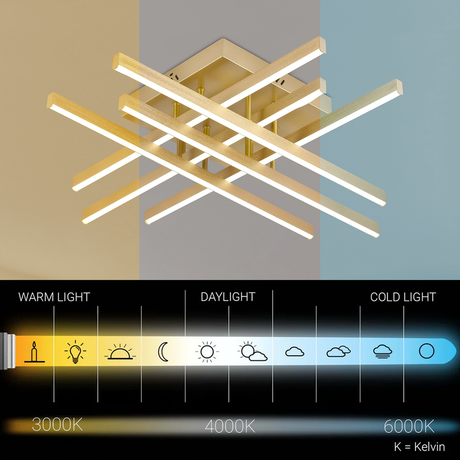 LED csillár távirányítóval LINEX, 83 W, fény 3000K/4000K/6000K, szabályozható, arany
