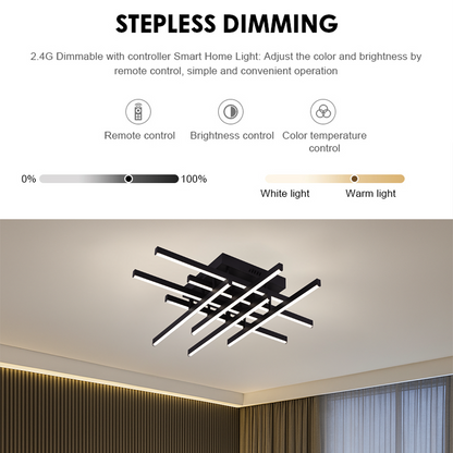 LED csillár távirányítóval LINEX, 108W, 8 elem, hideg/meleg/semleges fény, szabályozható, fekete