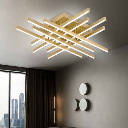 LED csillár távirányítóval LINEX, 109 W, fény 3000K/4000K/6000K, szabályozható, arany