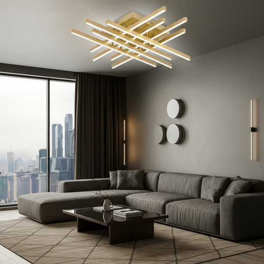 LED csillár távirányítóval LINEX, 108W, fény 3000K/4000K/6000K, szabályozható, arany LED-csillárok távirányítóval Alapértelmezett cím Alessandro Design