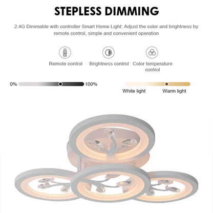 LED -csillár távirányítóval és Daisy 49W Crystal, 4 elem, hideg/forró/semleges fény, instabil, fehér
