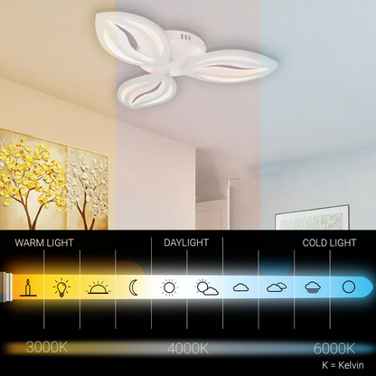 LED -csillár orchidea 39W távirányítóval, 3 szirom, hideg/forró/semleges fény, instabil, fehér