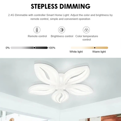 LED -csillár orchidea 65W távirányítóval, 5 szirom, hideg/forró/semleges fény, gerenda, fehér