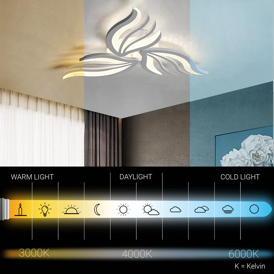 LED -csillár Sakura 37W távirányítóval, 3 szirom, hideg/forró/semleges fény, instabil, fehér