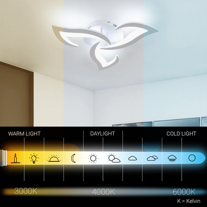 LED -csillár Lotus 34W távirányítóval, 3 szirm, hideg/forró/semleges fény, instabil, fehér
