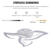 LED -csillár Lotus 34W távirányítóval, 3 szirm, hideg/forró/semleges fény, instabil, fehér