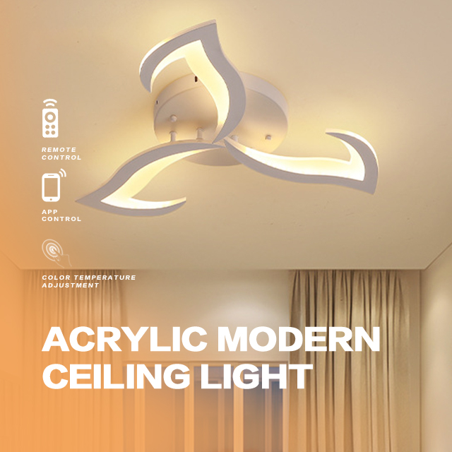 LED -csillár Lotus 34W távirányítóval, 3 szirm, hideg/forró/semleges fény, instabil, fehér