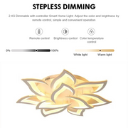 LED csillár távirányítóval LOTUS 92W, 9 szirom, hideg/meleg/semleges fény, szabályozható, fehér