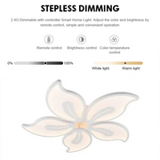 LED -csillár Jasmine 73W távirányítóval, 5 szirom, hideg/forró/semleges fény, instabil, fehér