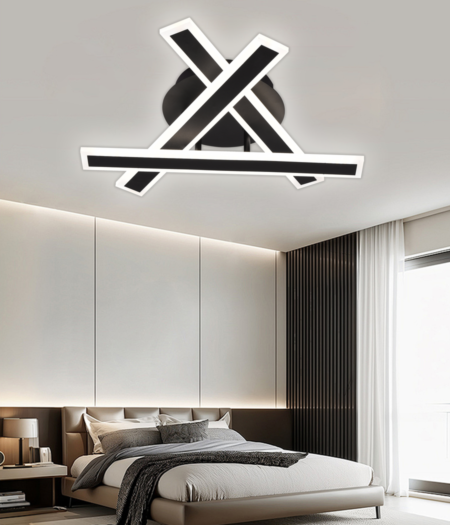 LED csillár távirányítóval LT755/3BK, 62.2W, 40*5.5*10, IP20, hideg/meleg/semleges fény, szabályozható, fekete, vasaló, plexi