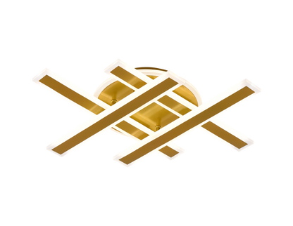 LED csillár távirányítóval LT755/4GD, 85W, 46*5.5*7.5, IP20, hideg/meleg/semleges fény, szabályozható, arany, vas, plexi