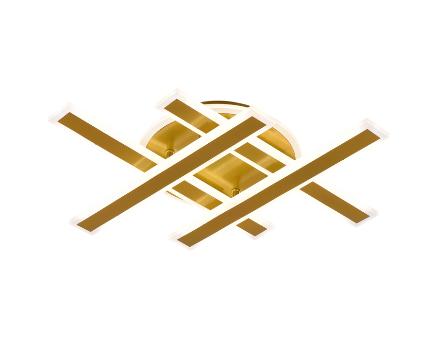 LED csillár távirányítóval LT755/4GD, 85W, 46*5.5*7.5, IP20, hideg/meleg/semleges fény, szabályozható, arany, vas, plexi