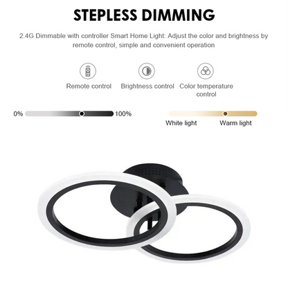 LED -csillár Betty 28W távirányítóval, 2 kör, hideg/forró/semleges fény, instabil, fekete