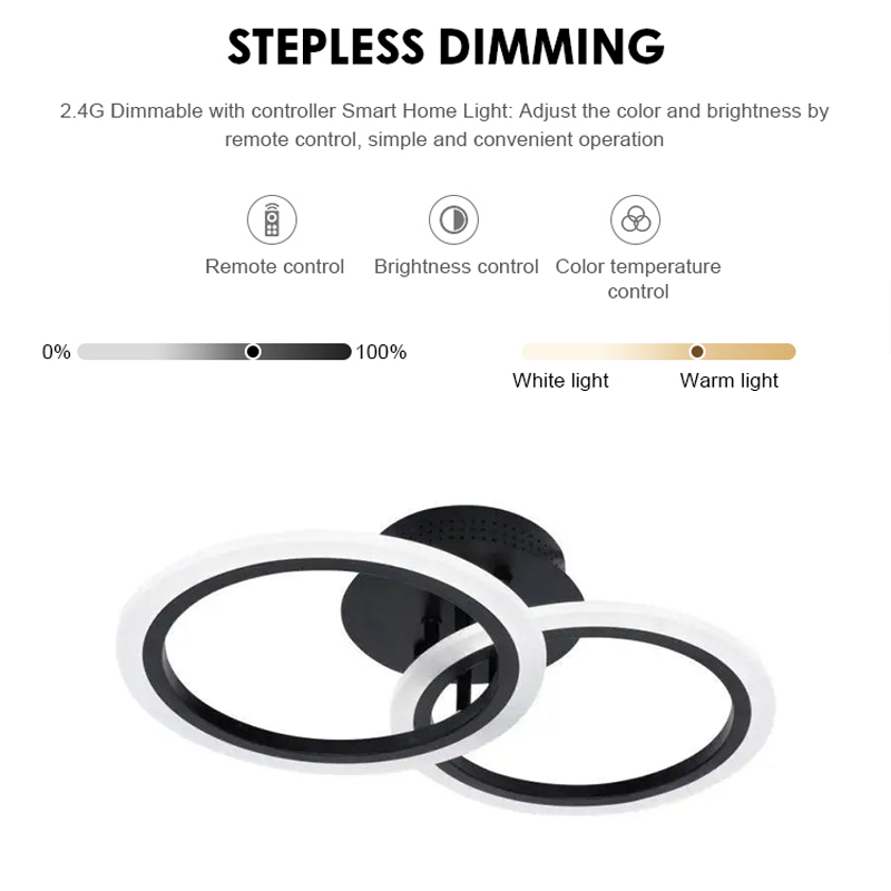 LED -csillár Betty 28W távirányítóval, 2 kör, hideg/forró/semleges fény, instabil, fekete