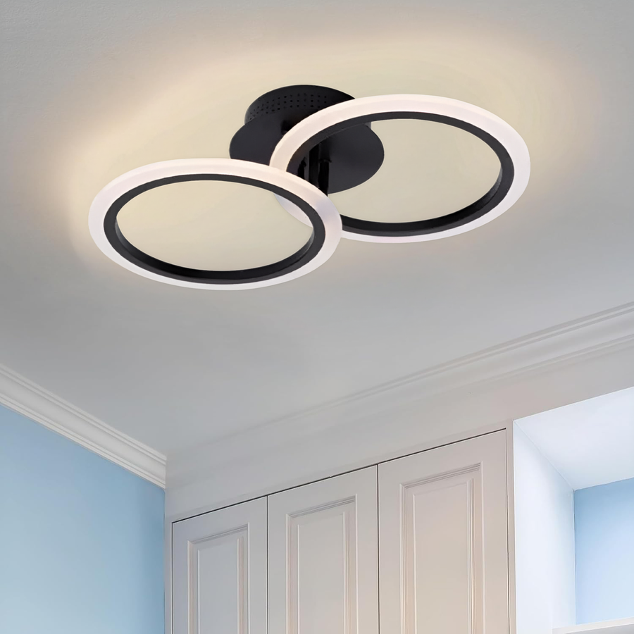 LED -csillár Betty 28W távirányítóval, 2 kör, hideg/forró/semleges fény, instabil, fekete