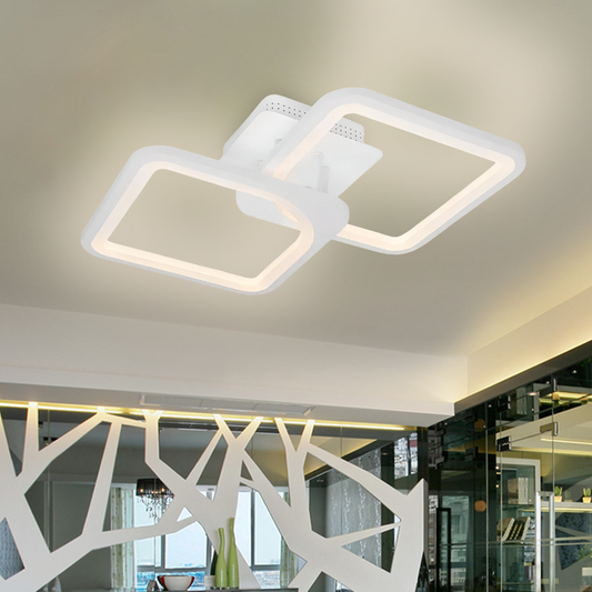 LED -csillár Zoe 69W távirányítóval, 2 négyzet, hideg/forró/semleges fény, átkozott, fehér