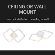 LED -csillár Zoe 69W távirányítóval, 2 négyzet, hideg/forró/semleges fény, átkozott, fehér