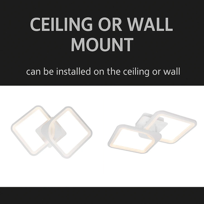 LED -csillár Zoe 69W távirányítóval, 2 négyzet, hideg/forró/semleges fény, átkozott, fehér