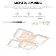 LED -csillár Zoe 96W távirányítóval, 5 négyzet, hideg/forró/semleges fény, instabil, fehér