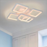 LED -csillár Zoe 96W távirányítóval, 5 négyzet, hideg/forró/semleges fény, instabil, fehér