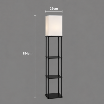 Lampadar TALDYKORGAN, 1 x E27, Metal si Lemn, Negru si Alb