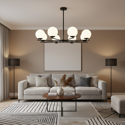 NUUK Classic csillár, 93x57cm, 8xE27, fém és műanyag, fekete