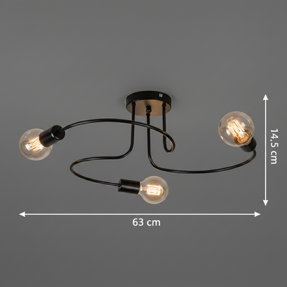PEVEK Classic csillár, 63cm, 3xE27, alumínium, fekete