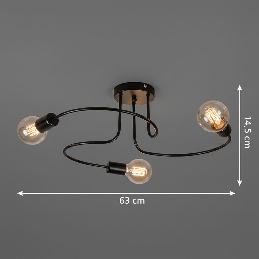 PEVEK Classic csillár, 63cm, 3xE27, alumínium, fekete