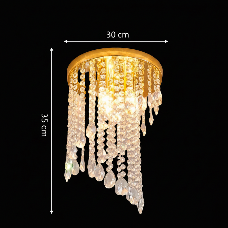 Lustra Cristal LINDERHOF Petito , Diametru 30cm, 2xE14, Auriu Lucios Lustre LED & Cristale Default Title Alessandro Design