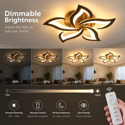 LED csillár távirányítóval LT660/5BK, 5 elem, 54 W, fény 3000/4000/6000K, fekete, állítható magasságú
