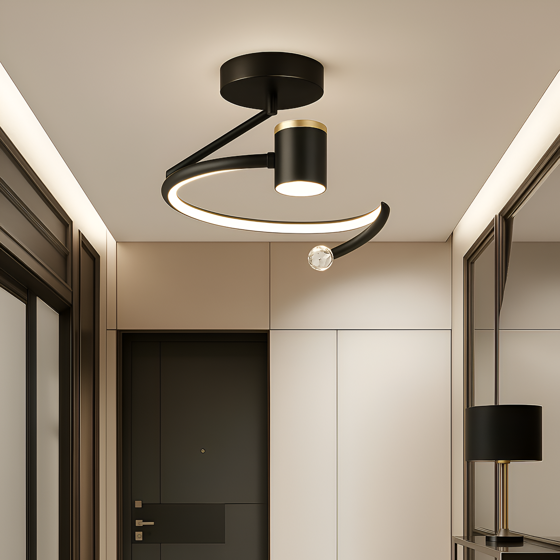 LED csillár, 34 W, átmérő 24 cm, hideg/meleg/semleges fény, fekete alapértelmezett cím Alessandro Design