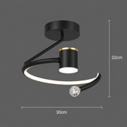 LED csillár, 24W, 30x25cm, hideg/meleg/semleges fény, fekete