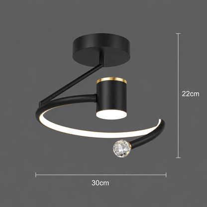 LED csillár, 24W, 30x25cm, hideg/meleg/semleges fény, fekete