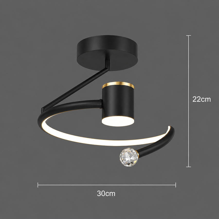 LED csillár, 24W, 30x25cm, hideg/meleg/semleges fény, fekete