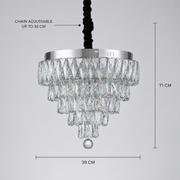 RIGO Crystal LED csillár távirányítóval Nobile átmérő 39cm, fényes króm, állítható magasságú, fém és kristály