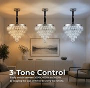 RIGO Crystal LED csillár távirányítóval Nobile átmérő 39cm, fényes króm, állítható magasságú, fém és kristály