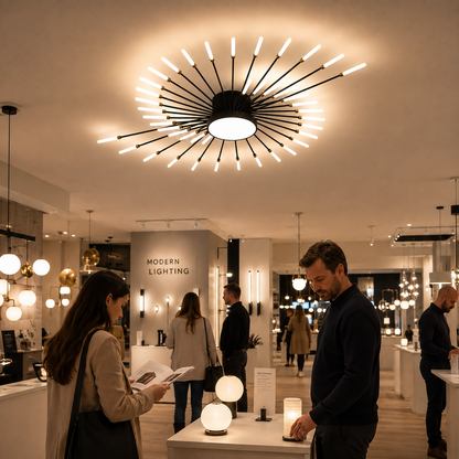 Lustra LED DASHOGUZ, Ø105cm, 8W, 28 Brate, Lumina Neutra, Metal si Acrilic, Negru si Auriu
