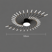 Lustra LED DASHOGUZ, Ø105cm, 8W, 28 Brate, Lumina Neutra, Metal si Acrilic, Negru si Auriu