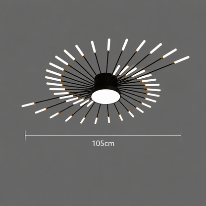 Lustra LED DASHOGUZ, Ø105cm, 8W, 28 Brate, Lumina Neutra, Metal si Acrilic, Negru si Auriu