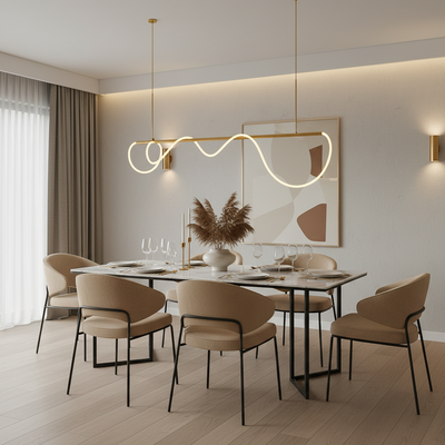 DIVINO LED csillár rugalmas szilikon csővel - 62W, állítható fény, arany