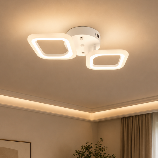 LED csillár ERIKA 27W, 2 Négyzet, Semleges fény, Fehér