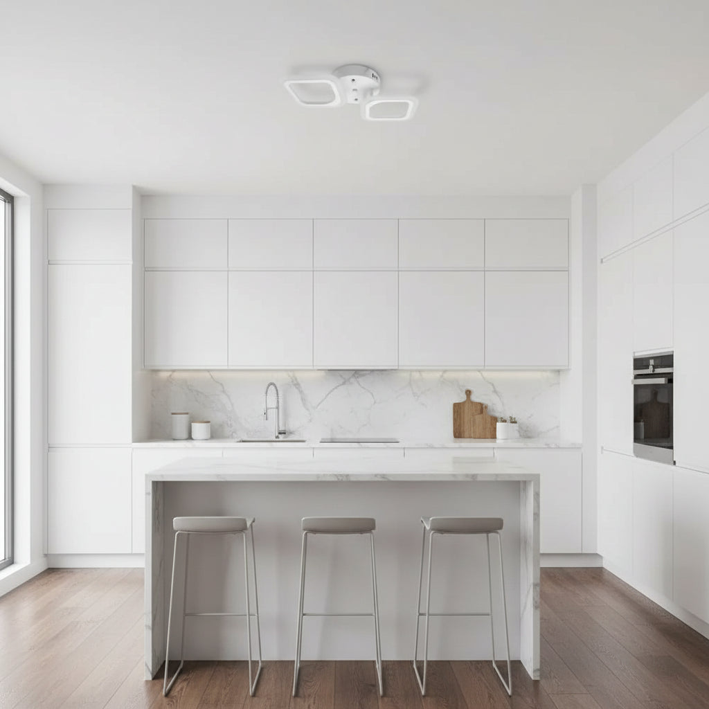 LED csillár ERIKA 27W, 2 négyzet, semleges fény, fehér Alkalmazott LED csillárok Alapértelmezett cím Alessandro Design