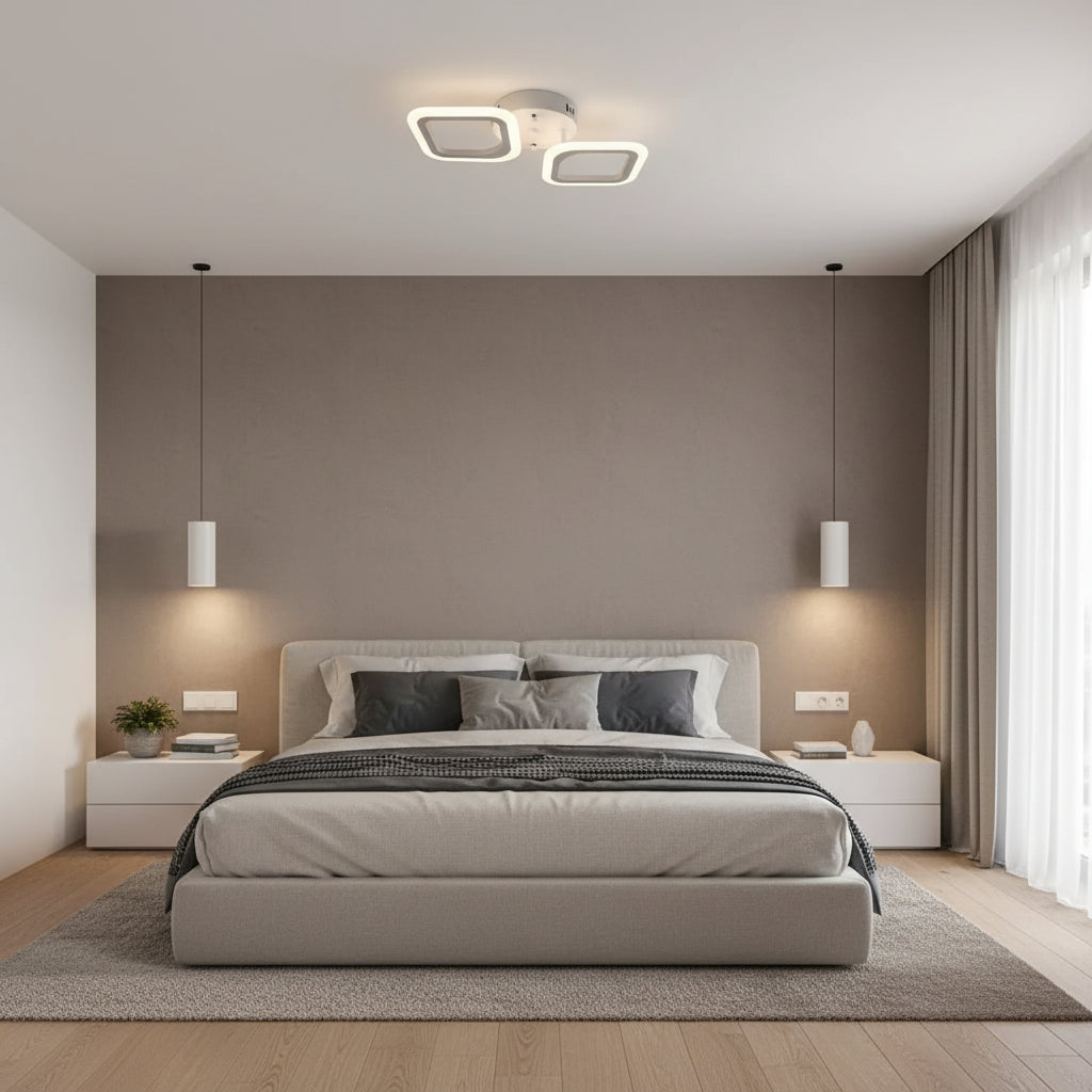 LED csillár ERIKA 27W, 2 négyzet, semleges fény, fehér Alkalmazott LED csillárok Alapértelmezett cím Alessandro Design