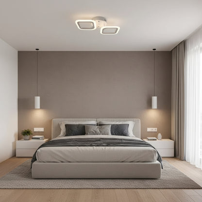 LED csillár ERIKA 27W, 2 négyzet, semleges fény, fehér Alkalmazott LED csillárok Alapértelmezett cím Alessandro Design