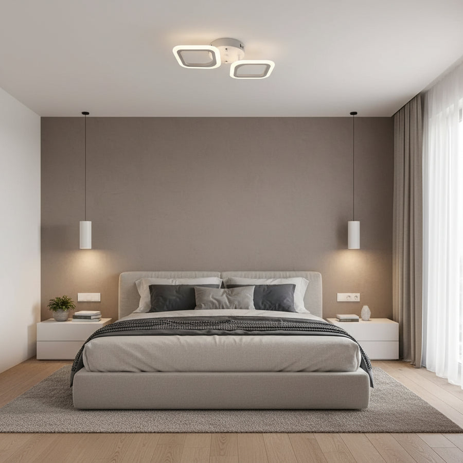 LED csillár ERIKA 27W, 2 négyzet, semleges fény, fehér Alkalmazott LED csillárok Alapértelmezett cím Alessandro Design