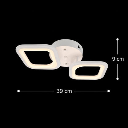LED csillár ERIKA 27W, 2 Négyzet, Semleges fény, Fehér