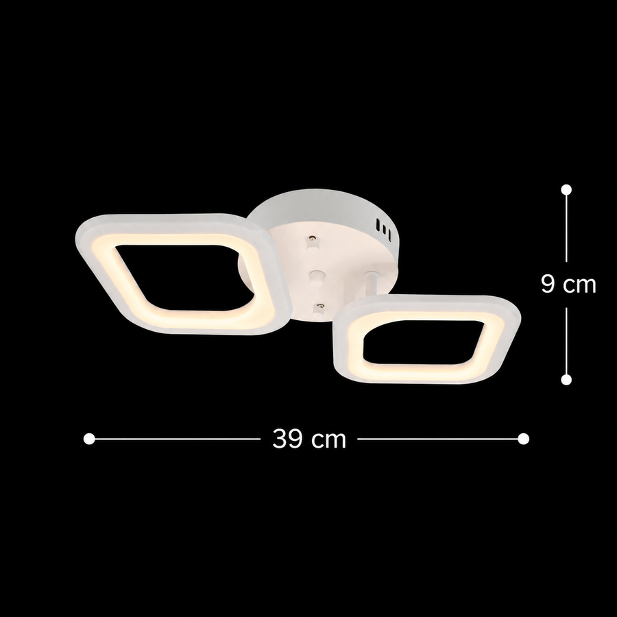LED csillár ERIKA 27W, 2 Négyzet, Semleges fény, Fehér