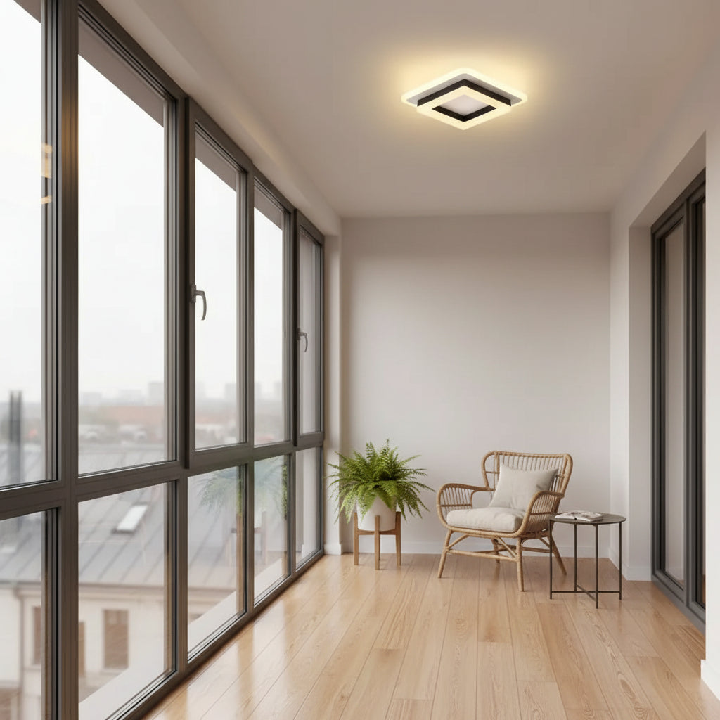 MODERN LED csillár 25W, Méretek 19,5x19,5 cm, Négyzet, Hideg/Meleg/Semleges fény, Fekete LED csillárok Alapértelmezett cím Alessandro Design